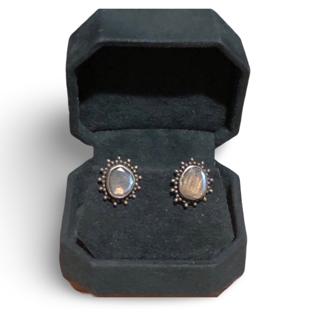 Rainbow Moonstone Stud Earrings - image 1